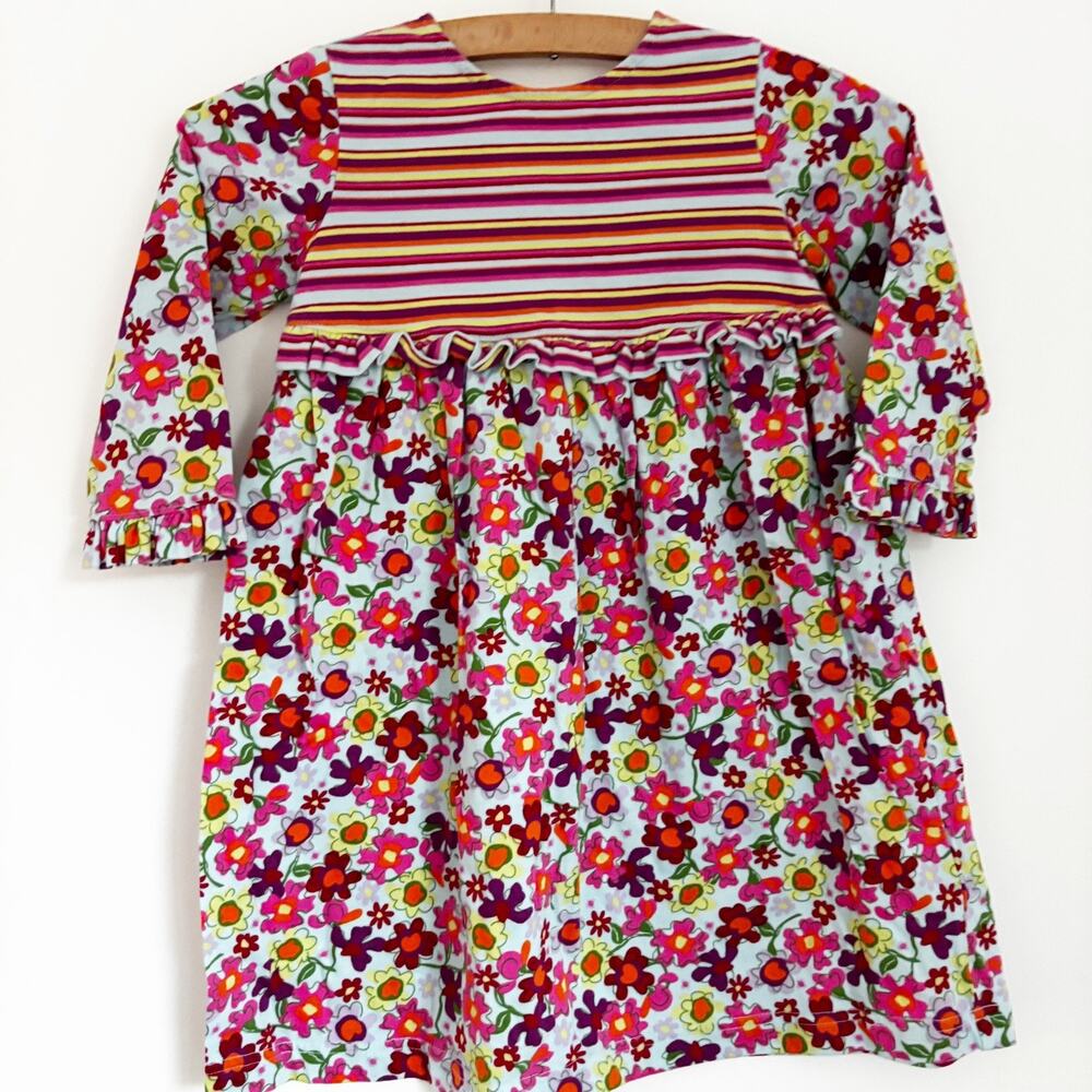 Hanna Andersson Girls Fit & Flare Dresses Size 4 100 Floral Mixed Print EUC